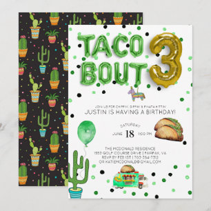 Taco Bout Trois Invitation d'anniversaire