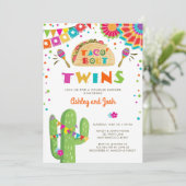 Taco Bout Twins Fiesta Baby shower Uitnodiging (Staand voorkant)