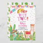 Taco Bout Two Fiesta Girl 2e Invitation anniversai (Devant / Derrière)