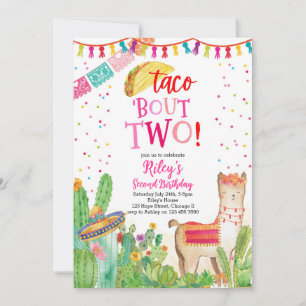 Taco Bout Two Fiesta Girl 2e Invitation anniversai