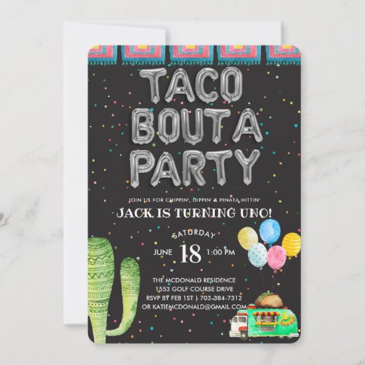 Taco Bout Un Parti | Invitation pour le premier an (Devant)