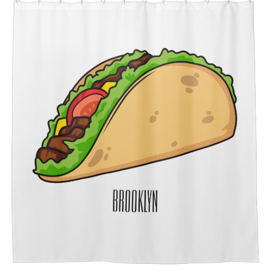 Taco-cartoon illustratie douchegordijn (Voorkant)
