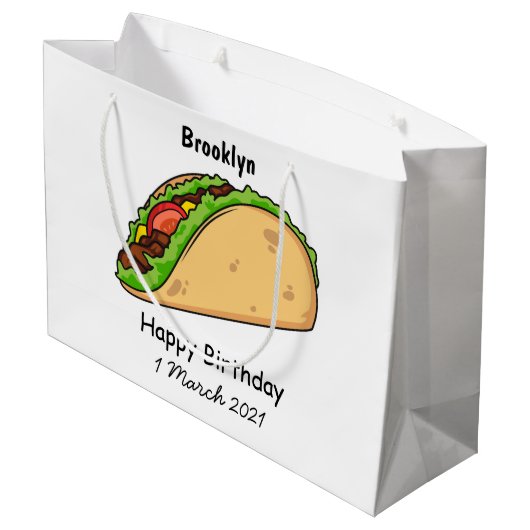 Taco-cartoon illustratie groot cadeauzakje (Achterkant Gekanteld)