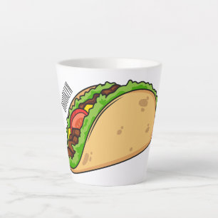 Taco-cartoon illustratie latte mok