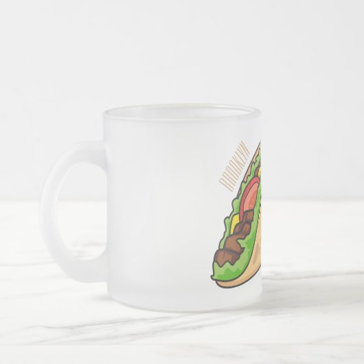 Taco-cartoon illustratie matglas koffiemok (Links)