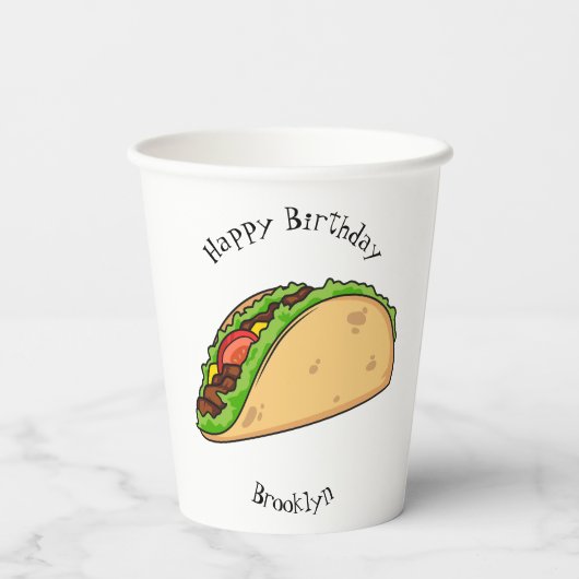 Taco-cartoon illustratie papieren bekers (Achterkant)