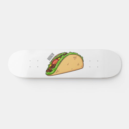 Taco-cartoon illustratie skateboard (Horizontaal)