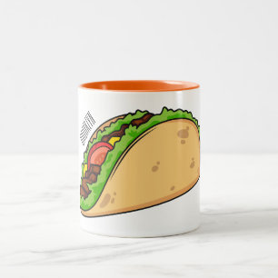 Taco-cartoon illustratie tweekleurige koffiemok