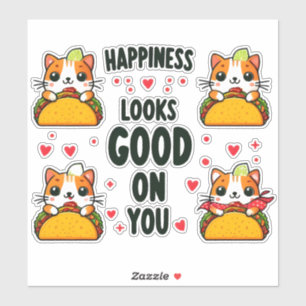 Taco Cat: Een culinaire katachtige fusie Sticker