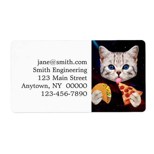 Taco, Cat en pizza Etiket (Voorkant)
