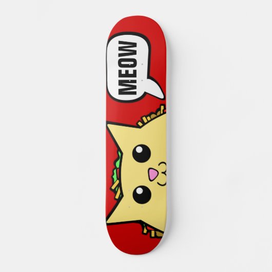 Taco Cat Meow Red Skateboard (Voorkant)