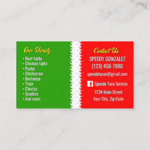 Taco Catering Service Visitekaartjes