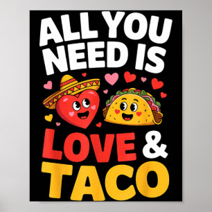 Taco cinco de mayo liefde cute hart sombrero eten poster
