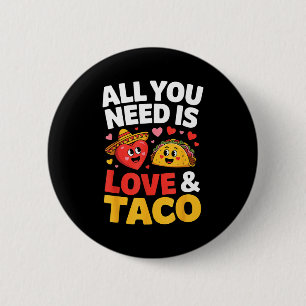 Taco cinco de mayo liefde cute hart sombrero eten ronde button 5,7 cm
