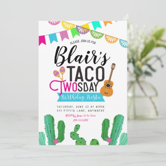 Taco Deux Anniversaire Invitation (Debout devant)
