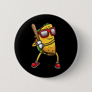 Taco die honkbal speelt Mexicaan Cinco de Mayo Kin Ronde Button 5,7 Cm
