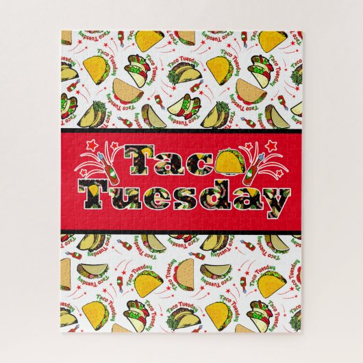 Taco Dinsdag Harde en Zachte Tacos en Hete Saus Legpuzzel (Verticaal)