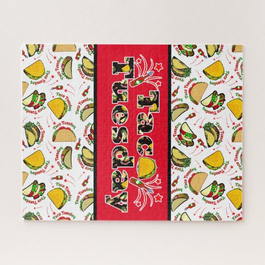 Taco Dinsdag Harde en Zachte Tacos en Hete Saus Legpuzzel (Horizontaal)