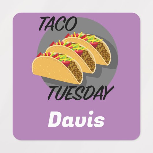 Taco Dinsdag Ontwerp - Klein vierkant waslabel Labels (Design 1)