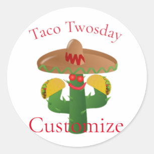 Taco dinsdag Saguaro Cactus Thunder_Cove Ronde Sticker