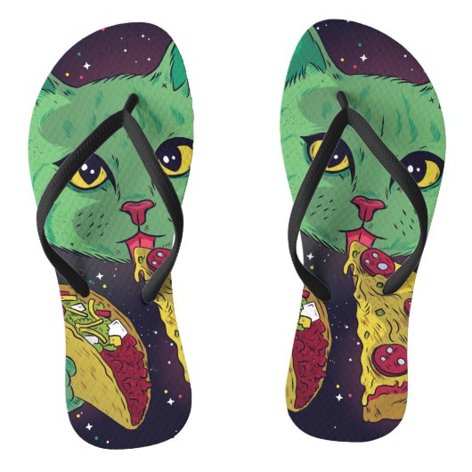 Taco en Pizza Cosmic Space Cat Teenslippers (Voetbed)