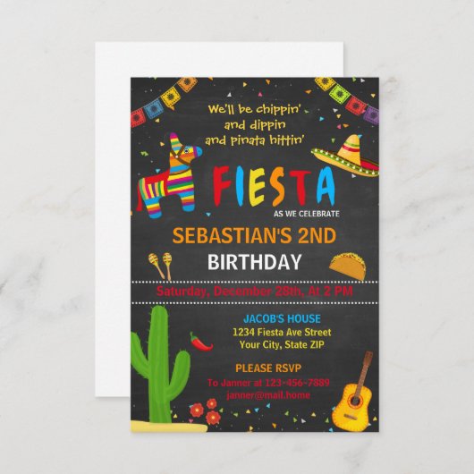 Taco fête d'anniversaire invitation (Devant / Derrière)