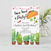 Taco Fiesta Bout Party Aquarelle Cactus Invitation (Debout devant)