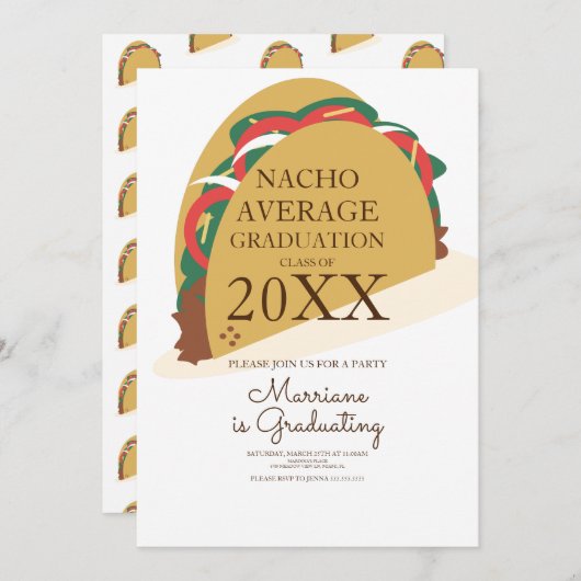 Taco Fiesta Brunch Afstuderen Uitnodiging (Voorkant / Achterkant)