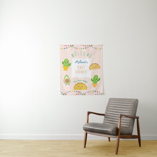 taco | Fiesta Taco Over een Baby shower welkomstbo Wandkleed (In situ)