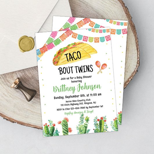 Taco Fiesta Twin Baby shower Invitation Mexicaine