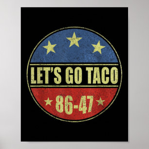 Taco Grappig Laten we gaan Taco Retro Knop Poster