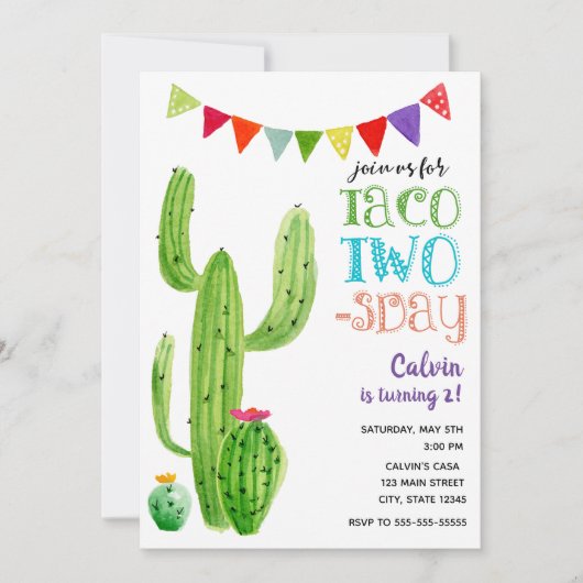 Taco Invitation à deux jours d'anniversaire (Devant)