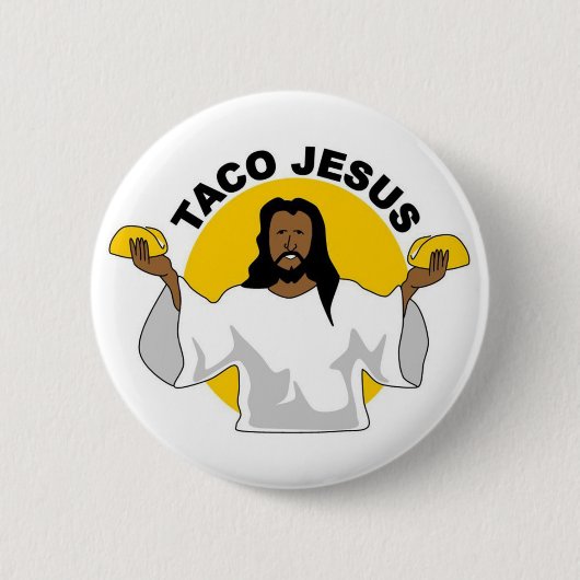 Taco Jesus Pin Ronde Button 5,7 Cm (Voorkant)