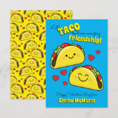 Taco Kids Classroom Valentine Friendship Cartes (Devant / Derrière)