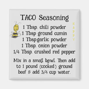 Taco kruiden bij gelukkig 2 inch vierkante magneet