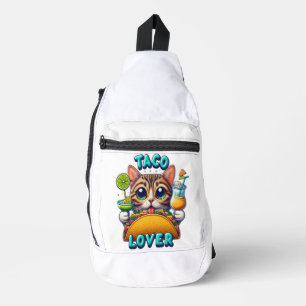 Taco Lover Cat met verfrissende Drink Sling Bag