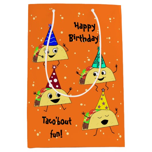 Taco Lover Medium Birthday Gift Bag Medium Cadeauzakje (Voorkant)