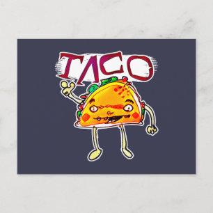 taco man cartoon stijl grappige illustratie briefkaart