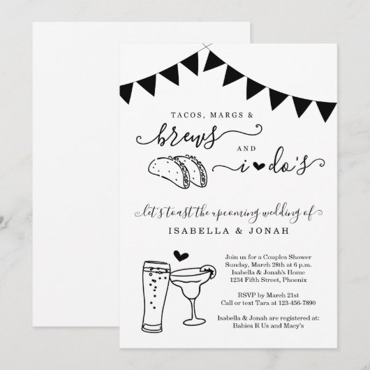 Taco Marg Brew voor ik het Vrijgezellenfeest van p Kaart (Voorkant / Achterkant)