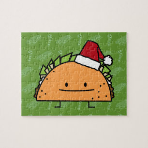Taco met Santa Hat-kerstmansvlees salsa Legpuzzel