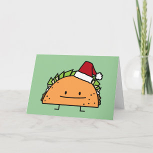 Taco met Santa Hat Kerstmis schelp vlees salsa Feestdagen Kaart