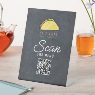 Taco Mexicaans Restaurant Krijtbord Menu QR Code Reclamebord Met Voetstuk