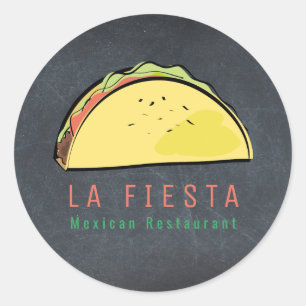 Taco Mexicaans Restaurant Modern Zwart Zakelijk Ronde Sticker