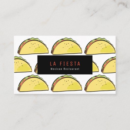 Taco Motif Carte de fidélité blanche simple et mod (Devant)