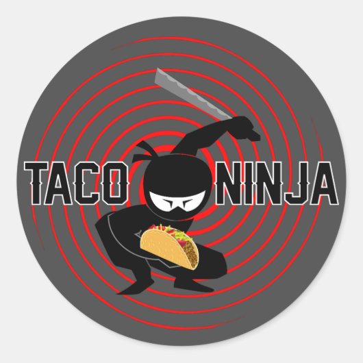 Taco Ninja Design - Stickers Rond Classique (Devant)