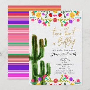 Taco over baby Cactus Couples Shower Invite card Kaart