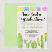 Taco over een afgestudeerpartij fiesta cactus kaart (Voorkant / Achterkant)