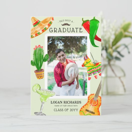Taco over een Afstuderen Afstuderen Aankondiging (Staand voorkant)