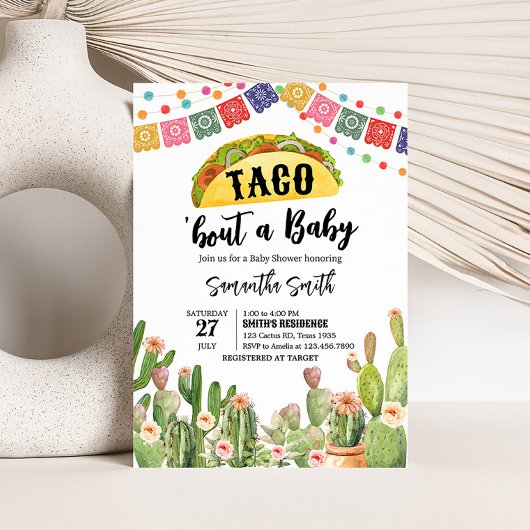 Taco over een Baby Fiesta Baby shower Kaart