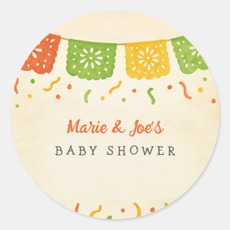 Taco over een Baby Fiesta Baby shower Ronde Sticker